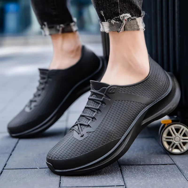 Men Rain Boots Low-Top Waterproof Shoes Fashion Non-Slip Work Boots Slip on Soft Sole Fishing Shoes Unisex Outdoor Rubber Shoes