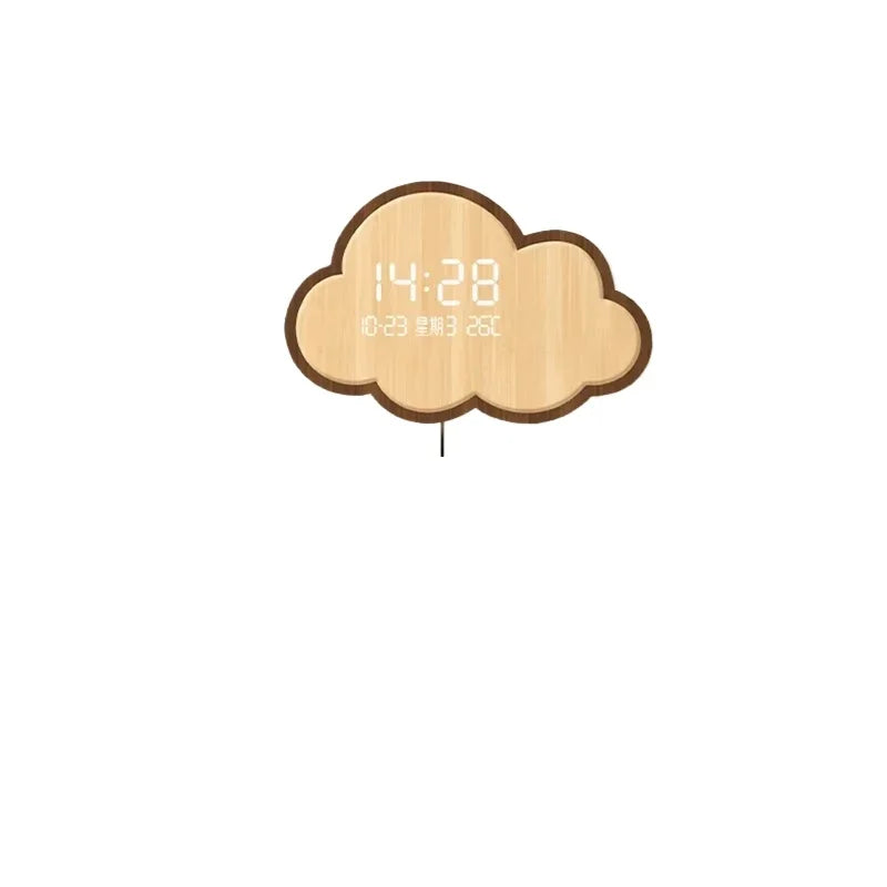 Cloud-Shaped Wall Clock LED Perpetual Calendar 2024 Motion-Sensor Silent Mechanism Long Battery Life