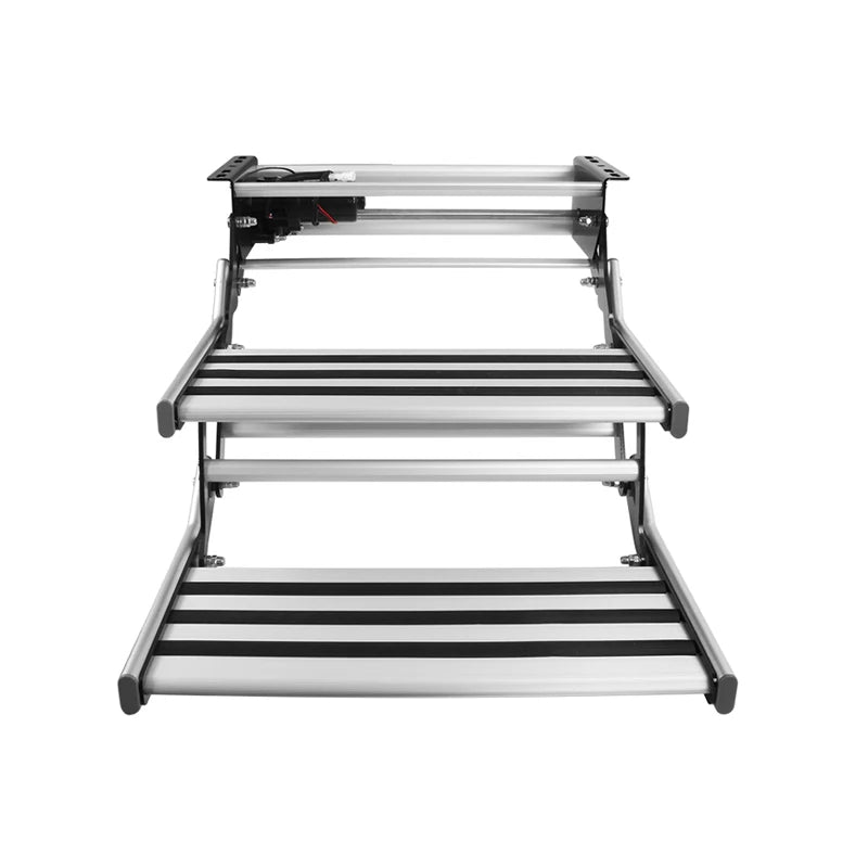 12V Dual-Layer Electric RV Step Telescopic Folding Stair with LED Aluminum Heavy-Duty 200kg for Caravan Camper Motorhome