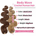 12A Human Crochet Hair Body Wave Bundles Human Hair For Women Knotless Pre-Separated #27 Honey Blonde Feather Crochet Human Hair