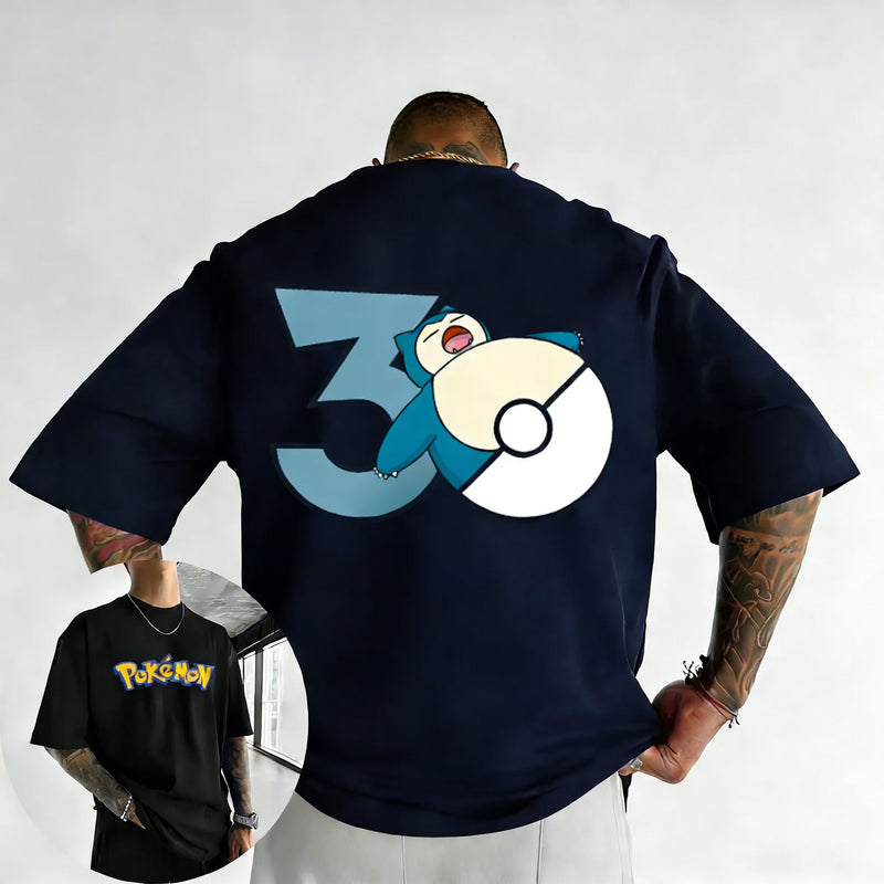 Pokémon 30th Anniversary Snorlax Printed T - shirt Summer - View 8 | SAMAG