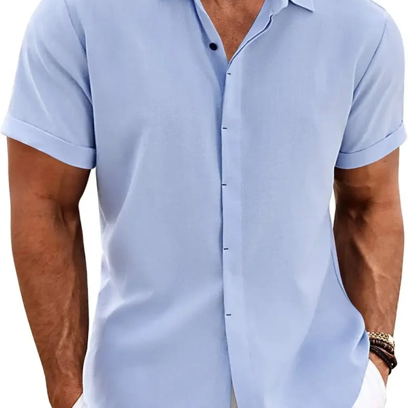 Men's Fashion Casual Solid Color Shirt Pullover Button | SAMAG