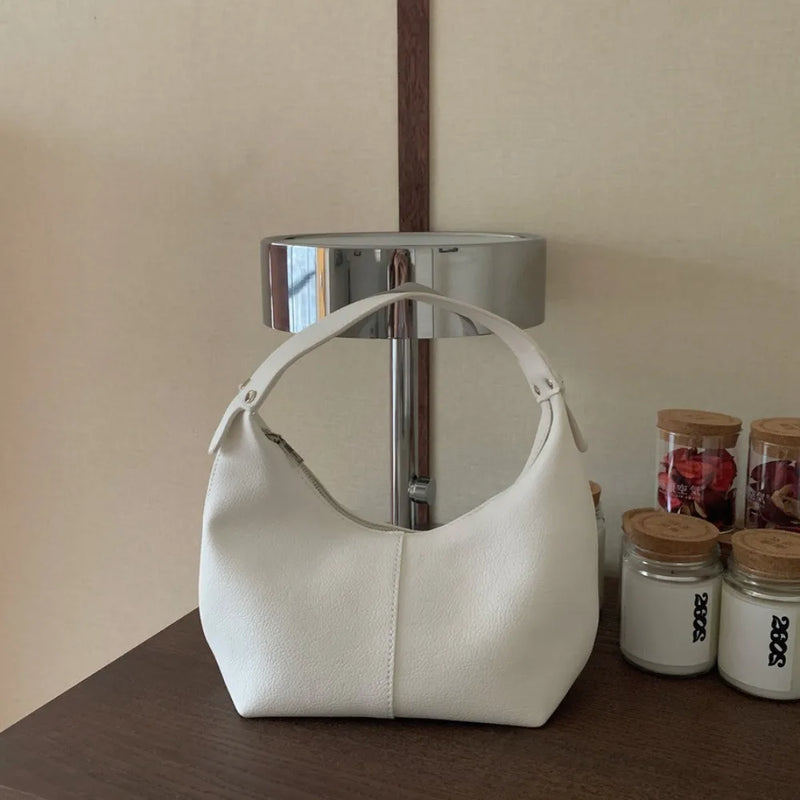Fashion Large Capacity PU Hobo Bag Korean Style Solid Color Shoulder Bag Handbag Fashion Design French Style Handbag Outdoor