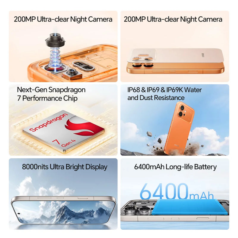 HONOR 600 5G Smartphone EU Version Snapdragon 7 Gen4 6.57” AMOLED Display 6400mAh 80W SuperCharge 8GB+256GB/512GB 200MP AI Ultra Night Camera OIS Metal Unibody Design NFC IP68