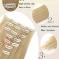 18-32Inch 16 Clips in Hair Extensions Long Straight Hairstyle Synthetic Blonde Black Hairpieces Heat Resistant False Hair Daily