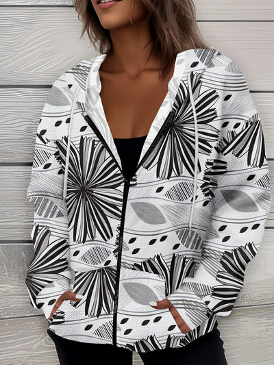 Casual Hooded Jacket for Spring Autumn Abstract Geometric | SAMAG