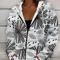 Casual Hooded Jacket for Spring Autumn Abstract Geometric Black and White Pattern Long Sleeve Pullover Sweatshirt Streetwear