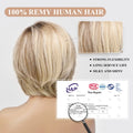 Short Straight Blonde Brown Lace Front Human Hair Wigs with Bangs for Women 100% Remy Human Hairs Bob Natural Wavy Layered Wigs