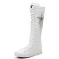 Boots Women Sneakers Canvas Casual High Top Shoes Long Boot Lace-Up Zipper Comfortable Flat Boot Sneakers Tenis Feminino