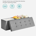 SONGMICS Storage Ottoman, Padded Foldable Bench, Chest with Lid, Holds up to 300 kg, for Bedroom, Hallway, Living Room