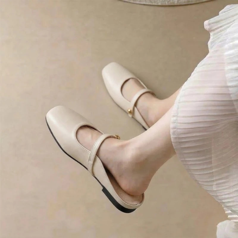 Women's New Summer Collection: Retro-Chic & Versatile Closed-Toe Mules — Square-Toe, Casual Slip-On Sandals with Soft Soles