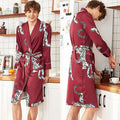 Traditional Japanese KIMONO Fashion YUKATA Oriental Gold Dragons Pattern Bathrobe Summer Men Ice Silk Robes Pajamas  Sleepwear