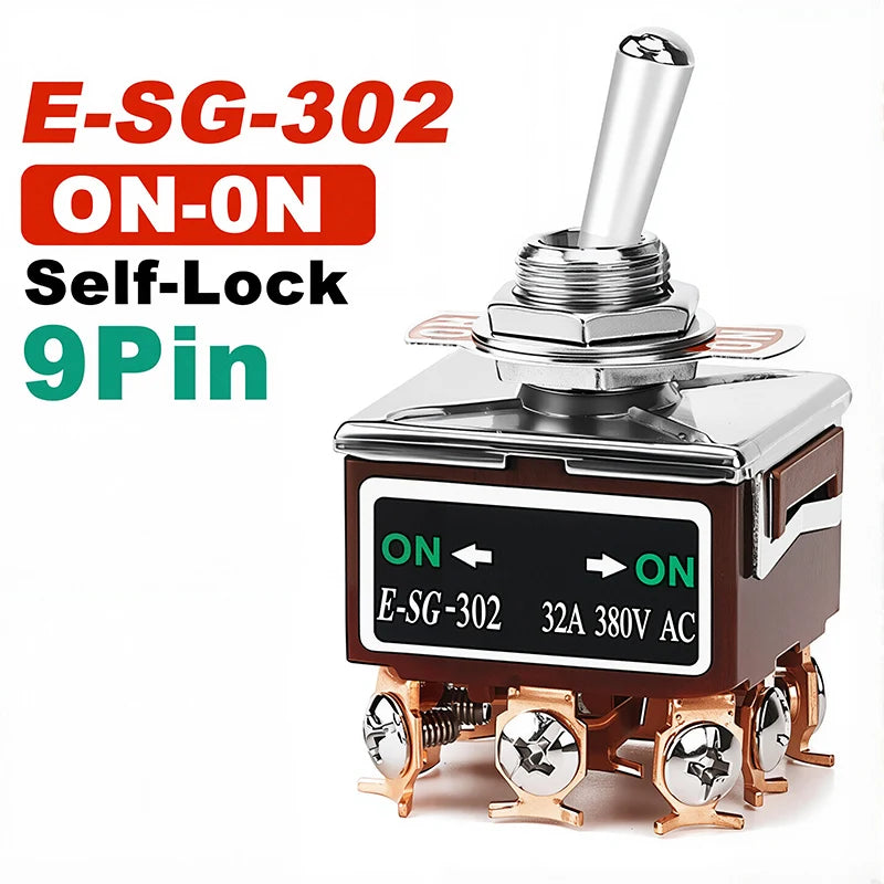 High Current Rocker Switch 2/3/4/6/8/9/12Pin Self Reset/Self-locking Toggle Switch Copper Pin 32A 250VAC Power Button Switch