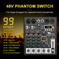TKL 4 Channel 99 DSP Audio Mixer 48V Phantom Power USB Studio Sound Mixers Bluetooth DJ Console Mixing for Karaok