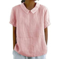 Solid Color Cotton Linen Lapel Pullover Shirt Women | SAMAG