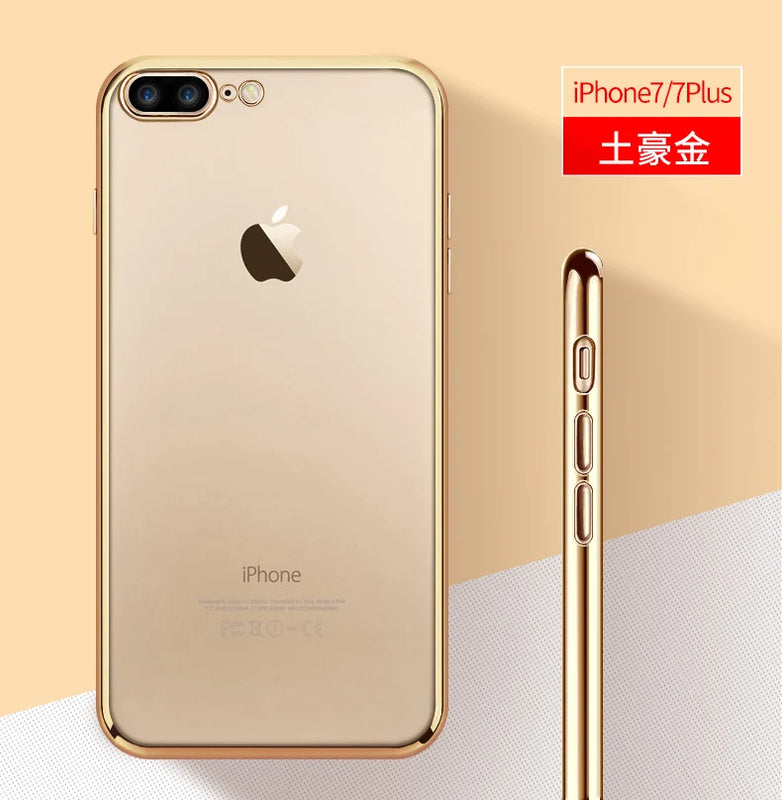 For IPhone 8 Plus Case Luxury Gold Plating Soft Silicone Gel Case for IPhone 14 13 11 Pro 12 Mini X XR XS Max 7 Plus Cover