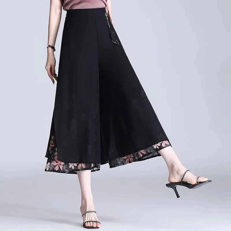 Korean Fashion Capri Pants Women Black Print Summer Thin - View 4 | SAMAG