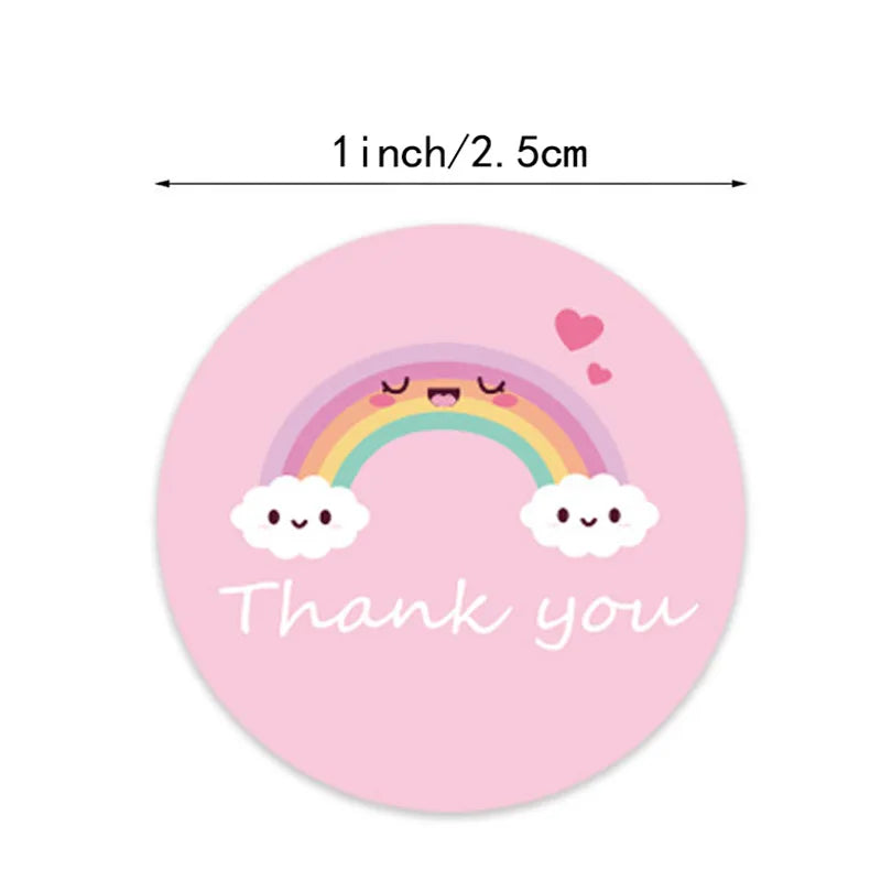 50 - 1inch Cartoon Cute Sun Rainbow Clouds Sticker Thank - View 2 | SAMAG