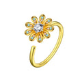 VENTFILLE 925 Sterling Silver Sunflower Diamond Zircon Rotatable Ring For Women Gift Relieve Stress Ring Jewelry Wholesale