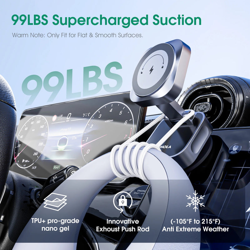 Bonola Car Suction Cup Wireless Charger 25W for iPhone 17 Pro Max/17 Magnetic Wireless Charger for iPhone 16/15/14/13/12