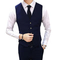 Fashion Men Vests Waistcoat Solid Color V Neck Sleeveless Buttons Blazer Plus Size Formal Business Jacket Vests Chaleco Hombre