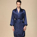 Men Summer Satin Bathrobe Shorts Robe Suit Thin Ice Silk Pajamas 5XL Plus Size Bathrobe Kimono Sleepwear Soft Bath Gown Male