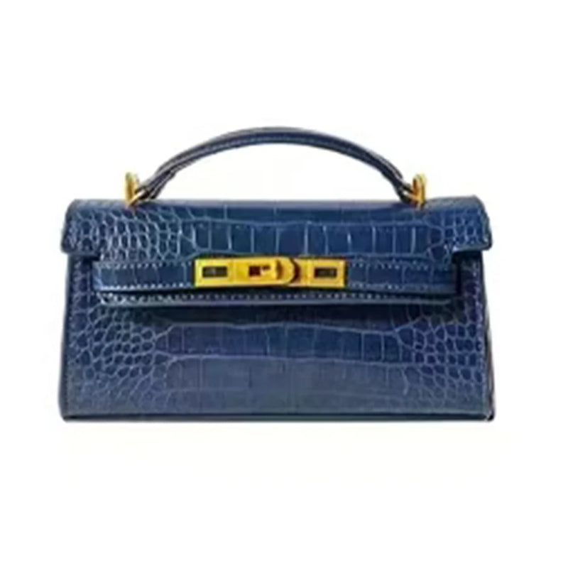 French Crocodile Trendy Solid Color Handbag Women's Classic Versatile Boston Bag