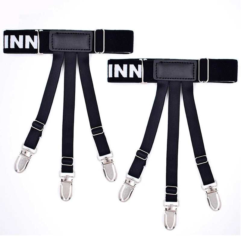 Hot Sell Classic Black Men Shirt Stays Belt With Non-slip Locking Clips Keep Shirt Tucked Leg Thigh Suspender Business Accessory