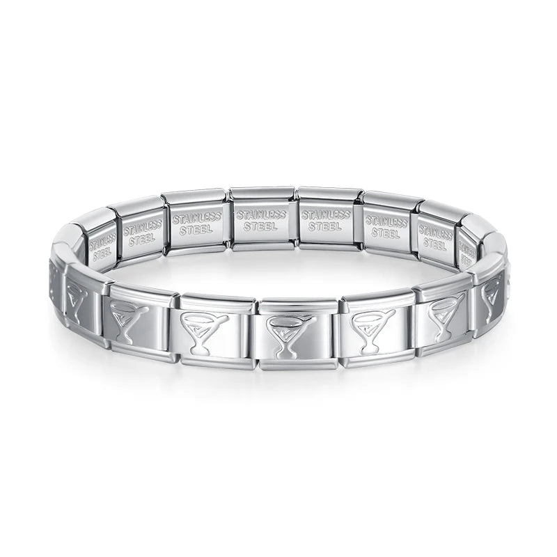 Hapiship Women's Jewelry DIY 9mm Width Itanlian Elastic Charm Bracelet Fashion Stainless Steel Bangle ST - Visuel 12 | SAMAG