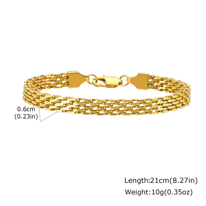 Gold Color Men's Chain Bracelet, Hip Hop Stainless Steel Chunky Wristband, Rock Punk Jewelry Gift for Dad - Visuel 22 | SAMAG