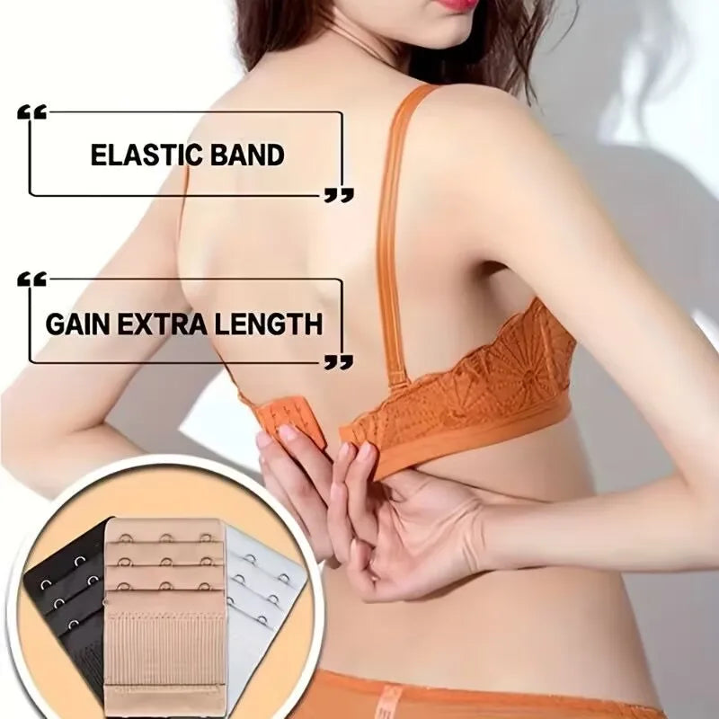 4 Pieces 3-Hook Bra Strap Extender; Comfortable and Adjustable Bra Strap Clip; Lingerie Accessory for Women