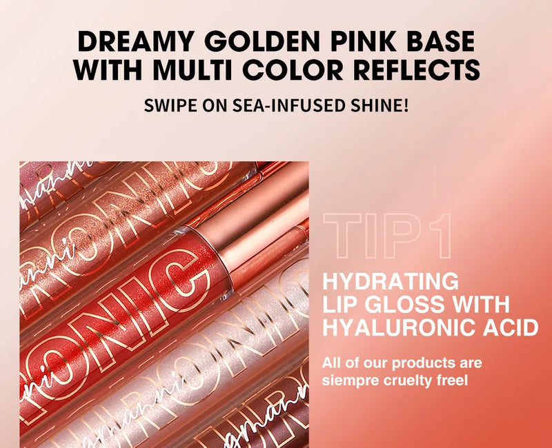 Pearlescent Glitter Plumping Lip Gloss Diamond Glitter Nude Pink Liquid Lipstick Shiny Glass Waterproof Sexy Lip Tint Lip Makeup