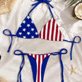 Vintage American Flag Print Bikini Set Halter String | SAMAG