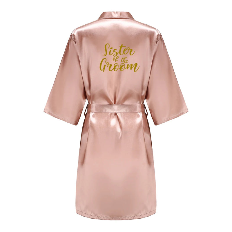 Rose Gold Kimono Satin Women Bathrobe Wedding Sister | SAMAG