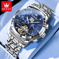 OLEVS 9910 Mens Watch Original Luxury Brand Waterproof Luminous  Automatic Mechanical Watch Dual Calendar Watch Box Reloj