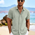 Men's Fashion Casual Solid Color Shirt Pullover Button | SAMAG