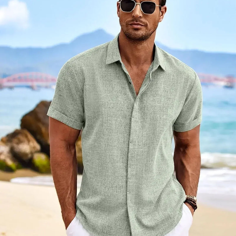 Men's Fashion Casual Solid Color Shirt Pullover Button | SAMAG