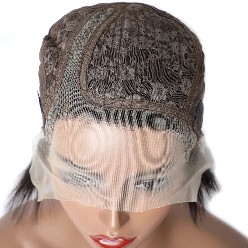 Short Curly Pixie Cut Lace Wig Pre plucked Bob Wig 13X4X1 T Part Lace Wig Curly Human Hair Wigs 180% Densiity