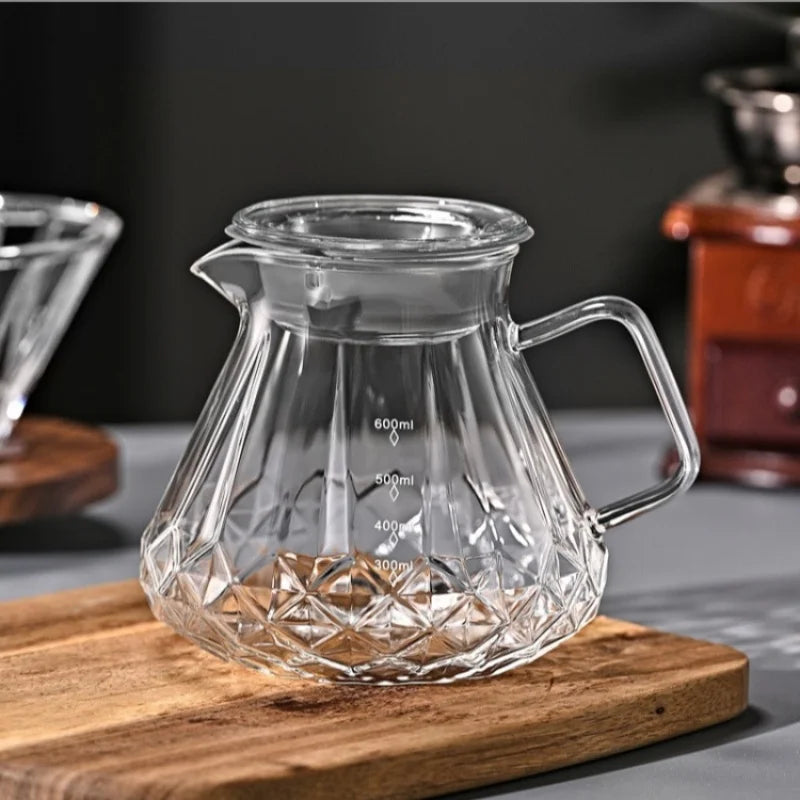 JUSTINLAU Hand Drip Coffee Pot Set High Borosilicate Glass Coffee Brewing Pot Espresso Filter Cups Household Coffee Accessories