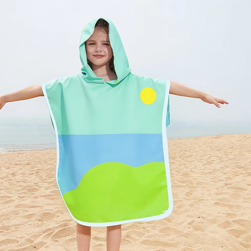 1Pc Children's Bath Towel, Soft and Skin-Friendly Children's Bathrobe, Colorful Cartoon Children's Hooded Bath Towel, Lightweight and Absorbent - Portable - Foldable Cartoon Multifunctional Children's Beach Towel, Essential f