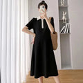 Somenie Summer Maternity Short Sleeve Dress Lapel Collar Casual Pregnant Women Daily Wear Outfit