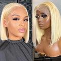 Straight Short Bob Lace Frontal Human Hair Wigs Ombre Blonde HD Transparent Brazilian Highlight 13x6x2 Lace Front Wig For Women