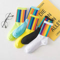 5 Pairs Men's Colorful Striped Casual Socks, Fashionable | SAMAG
