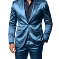 Men's Satin 2 - Piece Suit Set Slim Fit Peak Lapel Tuxedo Blazer With Straight Leg Pants For Wedding Party - View 15 | SAMAG