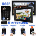 Anjielo Fingerprint 5in1 Unlock Doorbell Video Intercom for Home 10inch Touch Screen 1080P Tuya Smart Video Doorphone 4 Monitor