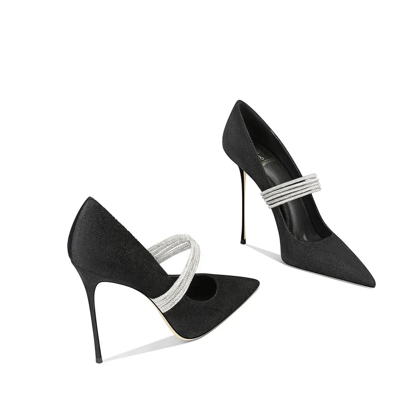 2026 Spring and Autumn Women's High Heels Black Fashion Design Pointed Stiletto Women's Shoes