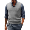 Men's Sweater Vests V Neck Cable Twist Knit Sleeveless Vests Casual Pullover Sweater Lightweight V-Neck Vest Pullover