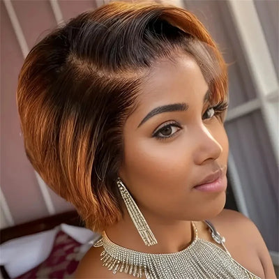 Pixie Cut Wig Human Hair Wigs Short Bob Perruque Bresillienne 13X4X1 Transparent Lace Wig Body Wave Human Hair