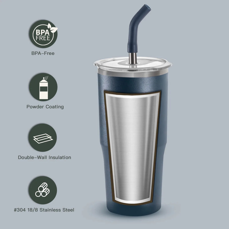 Ideus Thermos Mug Stainless steel double-layer vacuum coffee cup with lid and straw car water bottle for heat and cold preservat