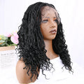 Short Boho Bohemian Box Braids Braided Wig Full Lace Boho Braided Wigs Synthetic Curly Hair with Baby Hair for Black Women